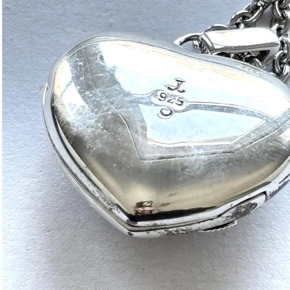 Judith Jack‎ Sterling Silver Necklace Puffy Heart Locket Marcasite Pendant New - Picture 8 of 12
